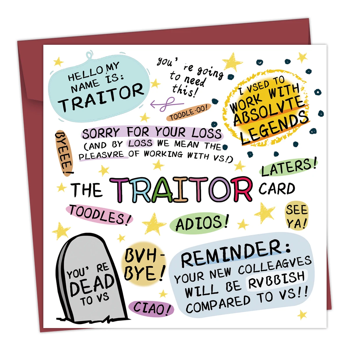 

1PC Funny Creative The Traitor Card,Funny New Job Leaving Card,New Job Congrats Gift,Unusual Items Personalised Card,Gift Card