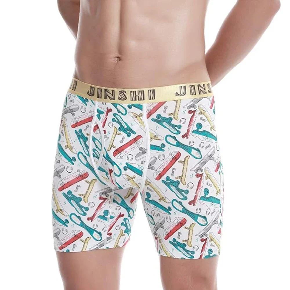 Jinshi Men Underwear Boxer Briefs No Ride Up Ultra-Breathable Soft Underpants Mens Printed Boxer Briefs