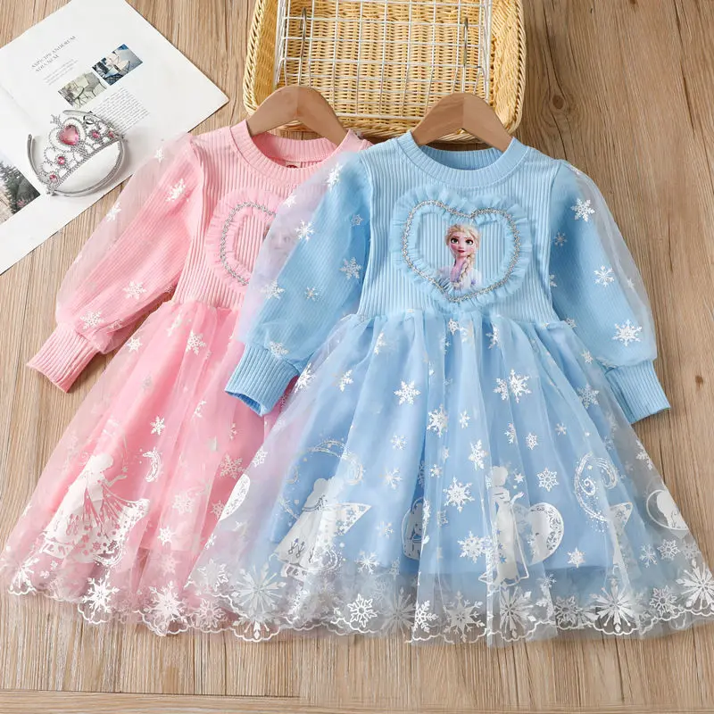 New Elsa Princess Dress Baby Girls Dress Spring Autumn Dress Long-sleeved For Children's Clothes Elsa Frozen Party Dress 2-8Y