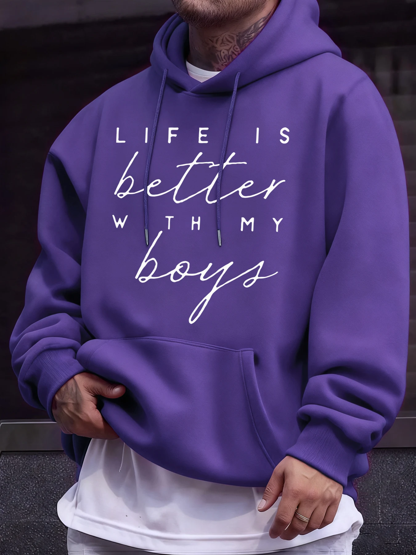 

Жизнь становится лучше с моими мальчиками: осенняя мужская модная толстовка с карманом, повседневная спортивная одежда, мягкие флисовые пуловеры, одежда в стиле хип-хоп.