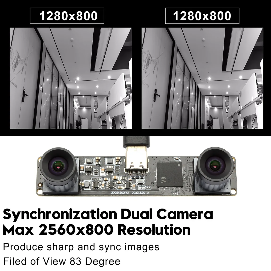 ELP High Speed Global Shutter Camera 210fps120fps 800P HD Dual Lens Distortion Free Synchronization Mini USB Camera Monochrome