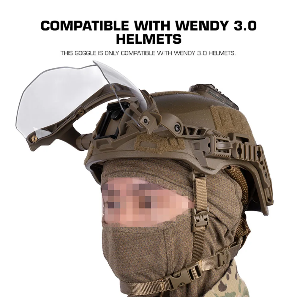 EX Wendy Helmet Goggles Visor Tactical Flip Goggles Anti-Fog Lens Protective Mask for 3.0 Helmet Guide