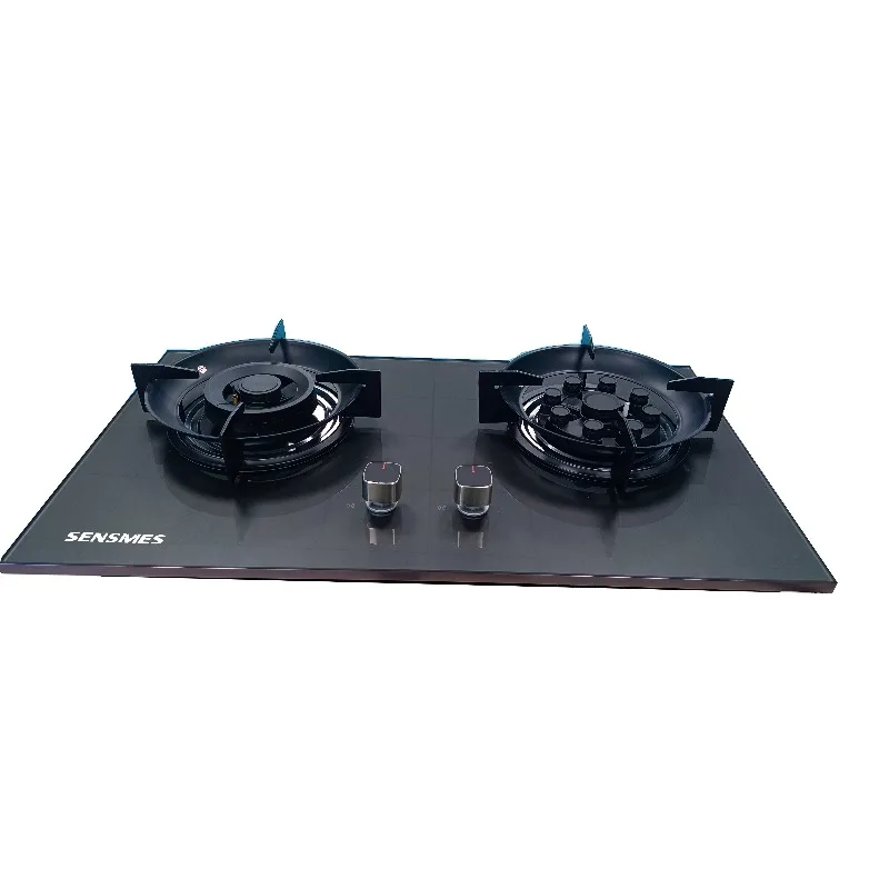 Black Tempered Glass Panel 2 Burner Built In Gas Hob Kitchen Cooking Appliance NG LPG Dual Fuel Gas Stove - view 6