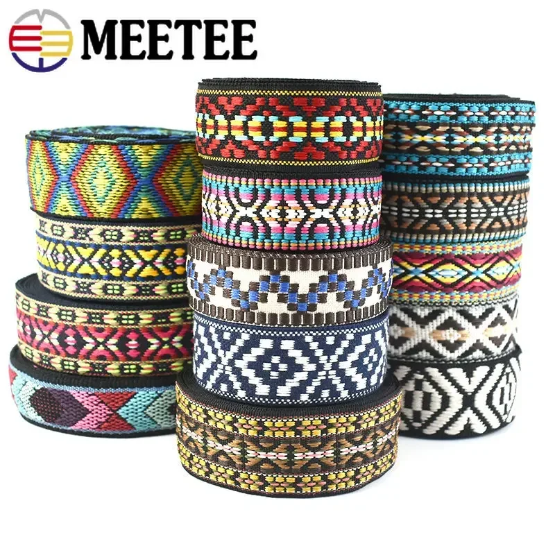 5Yard Polyester Jacquard Webbing Tape 30/38mm Ethnic Ribbon Shoulder Bag Strap Decorative Band Garment Sewing Fabric Accessories