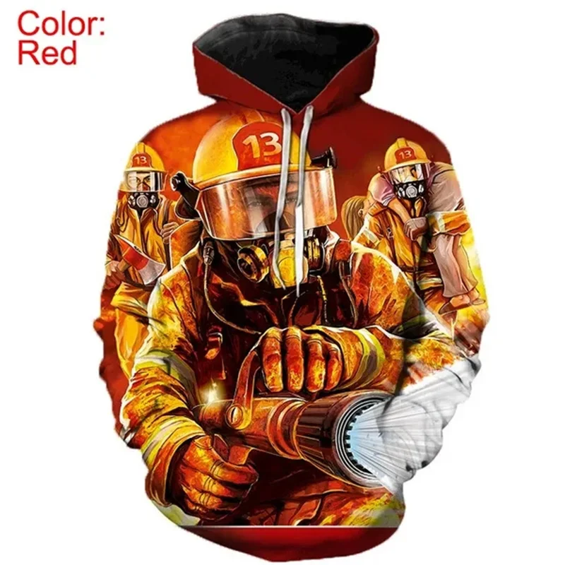 3D Printed Firefighter Hoodie Men Fireman Graphic Pullover Sweatshirts Casual Oversized New In Hoodies & Sweatshirts Tracksuit