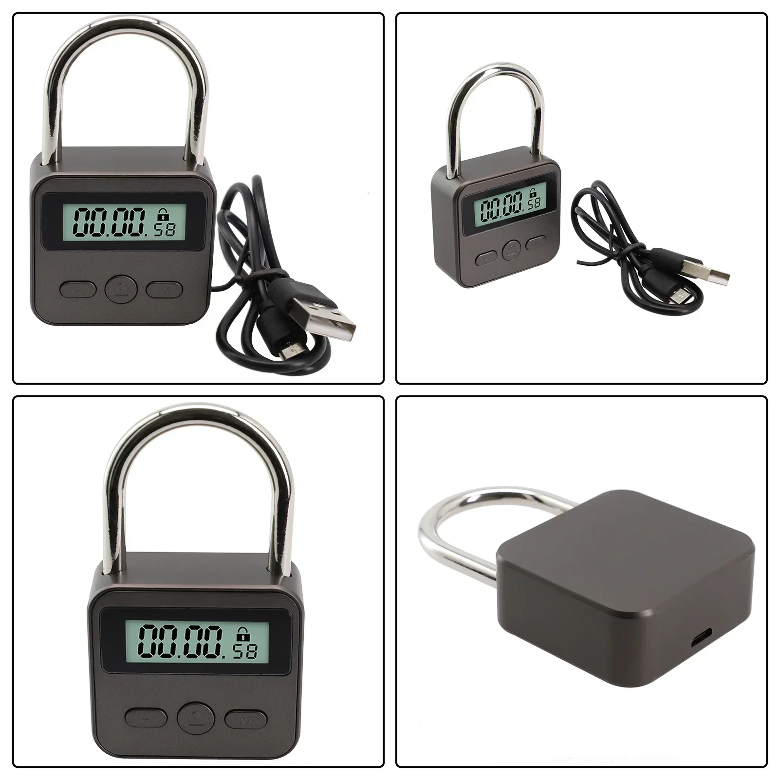 Heavy Duty Metal Body Time Lock, Waterproof USB Rechargeable Padlock, LCD Display Timer For Safety And Convenience Home Security