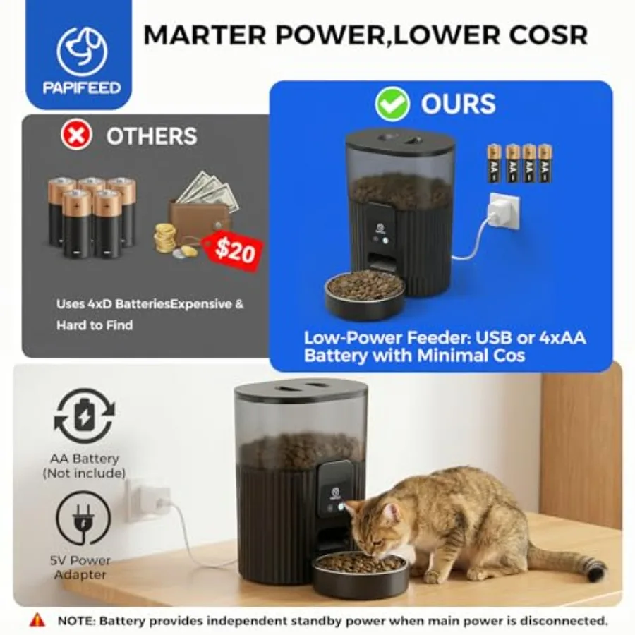 【Spot goods】Automatic Cat Feeder 3L/12 Cup2.4G WiFi Pet Feeder with APP Control for Remote Feeding 1-10 Meals Low Power Automat view 5