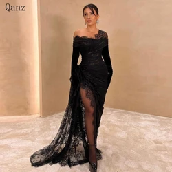 Qanz Elegant Robe Soirée Lace Mermid Evening Dress for Women Side Slit Long Vestidos De Fiesta Prom Party Dresses Customized