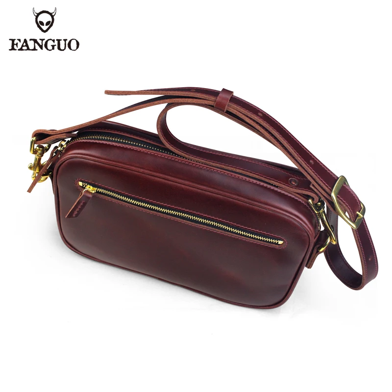

Casual Men's Leather Messenger Bag Genuine Leather Crossbody Shoulder Bag Solid Color Sling Bags For Male