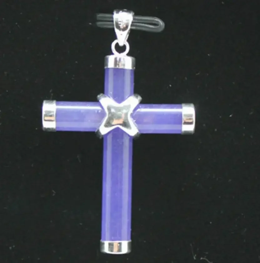 

Подвеска-крест из стерлингового серебра 925 пробы с фиолетовым нефритом