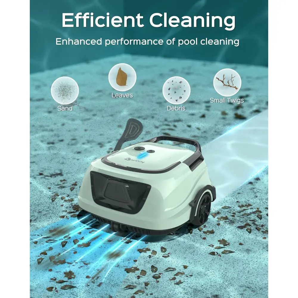 地上プール用コードレスロボットプール掃除機、自動駐車機能付き、120分稼働時間＆2.5時間急速充電、デュアルフィルター＆パワー
