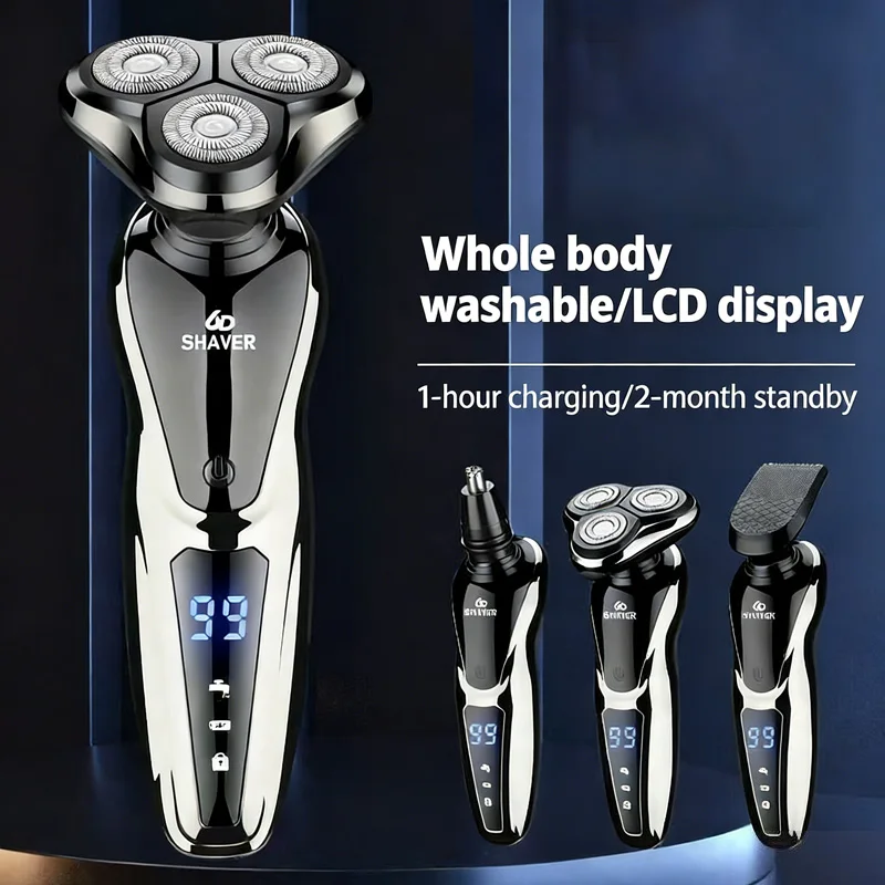 3-in-1 Men's Shaver Haircut Nose Hair Shaving Multi-functional Electric Shaver USB Charging Dual Use of Dry Wet Beard Trimmer