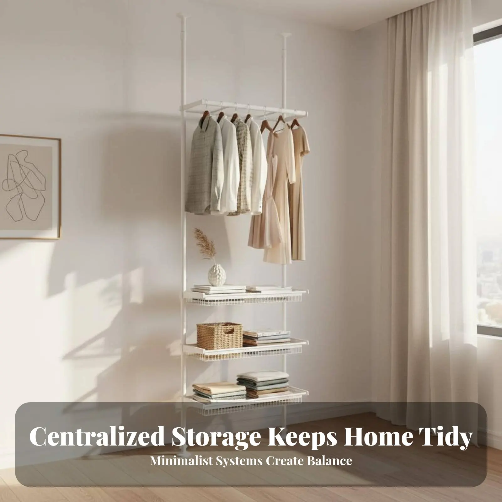 

Регулируемая по высоте вешалка-стойка для одежды, экономящая пространство, без сверления, для спальни, прачечной, прихожей