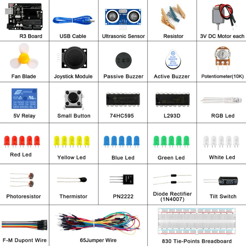 Suitable for makers Arduino R3 improved development board 830-hole starter kit Novice entry-level kit