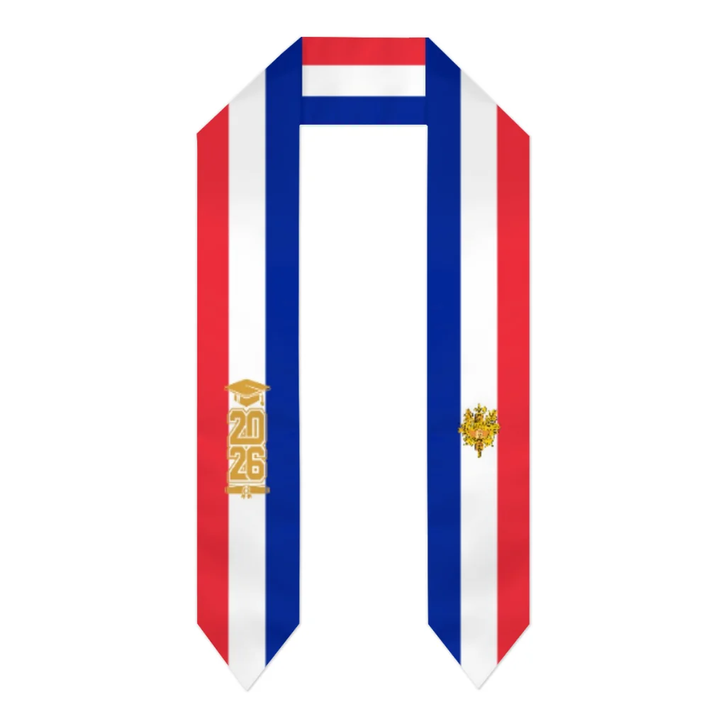 

Class of 2026 France Flag Scarf Graduation Sash Stole International Study Abroad Adult Unisex Party Accessory Top Print