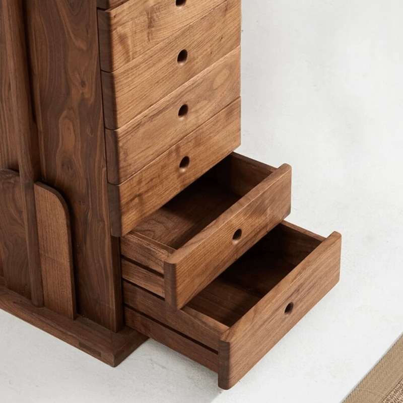 

Song Style Aesthetics, New Chinese Style Black Walnut Wood Six-bucket Cabinet, Titian Cabinet, Solid Wood Coat Rack, Sideboard