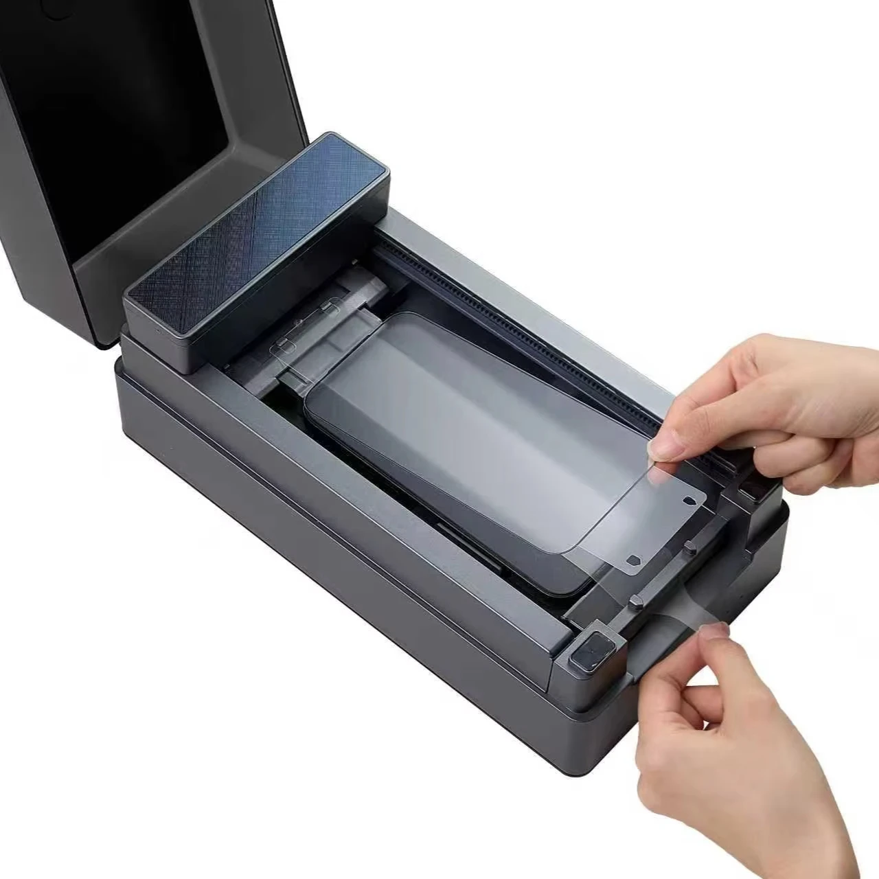 

Automatic Screen Protector Application Machine for Shop, Universal Fit for Mobile Phone Over 1000+ Models 95% Success Rate