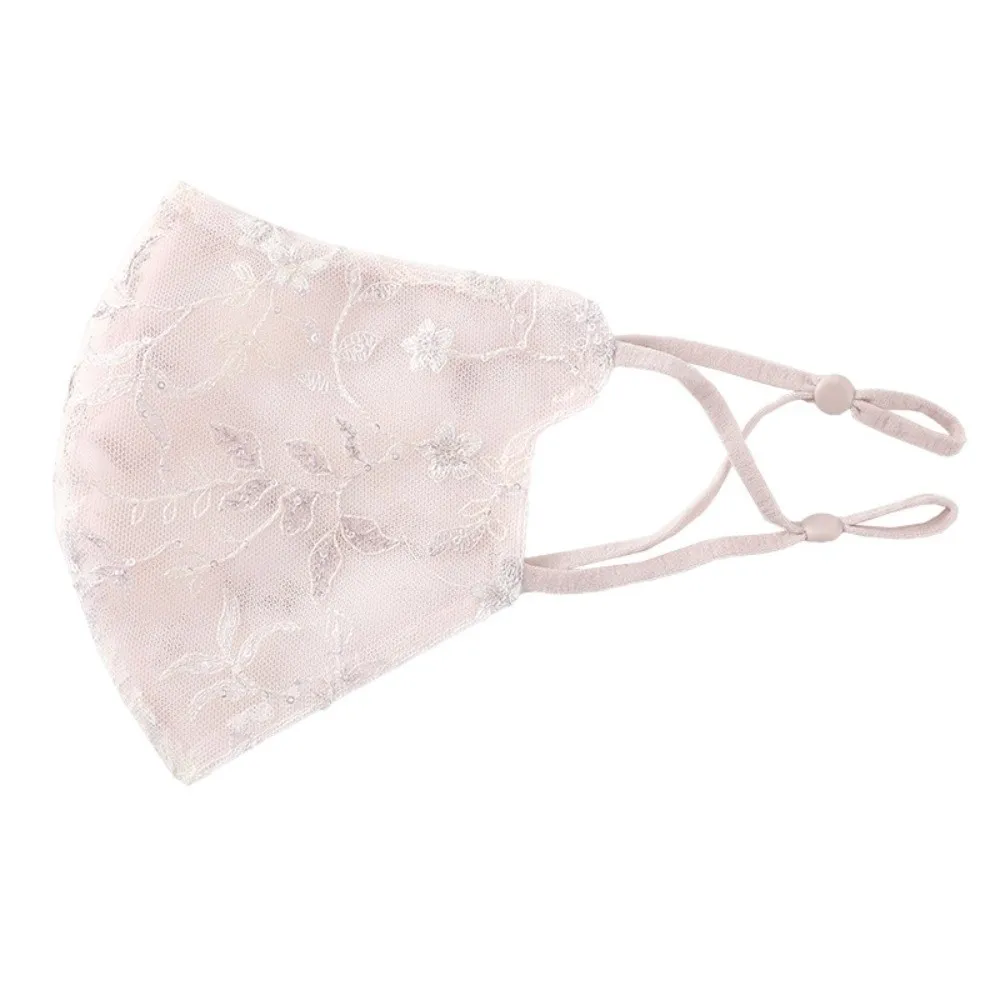 

Delicate Embroider Flower Summer Lace Mask Thin Breathable Half Face Covering Sun Protection Face Shield Women