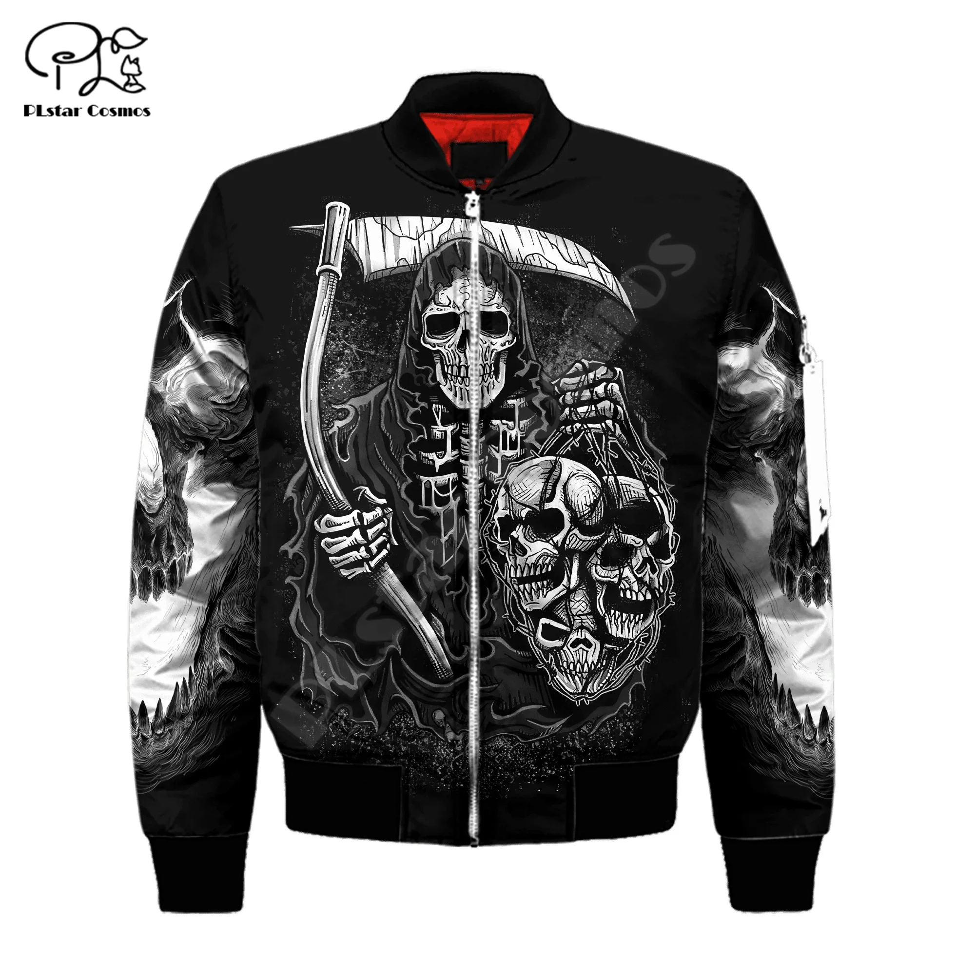 Reaper Ghost Gothic Skull Vintage Angel Baphomet Devil Retro 3DPrint Men/Women Funny Overcoat Casual Winterbreak Bomber Jacket 3