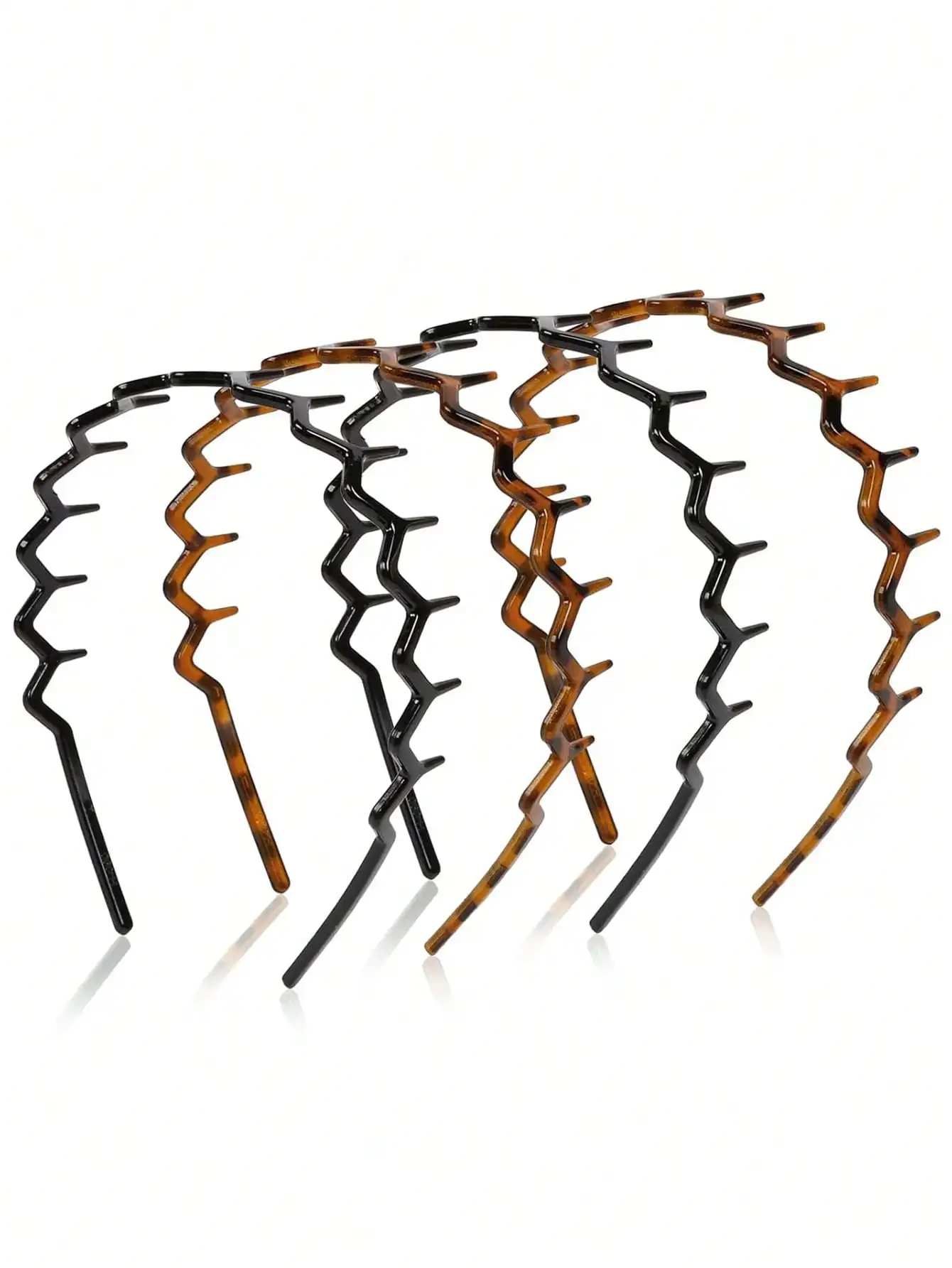 4 Packs Hair Hoop Zig Zag Headbands For Women Teen Girls Men, Plastic Hair Bands With Teeth Thin Zigzag Head Bands
