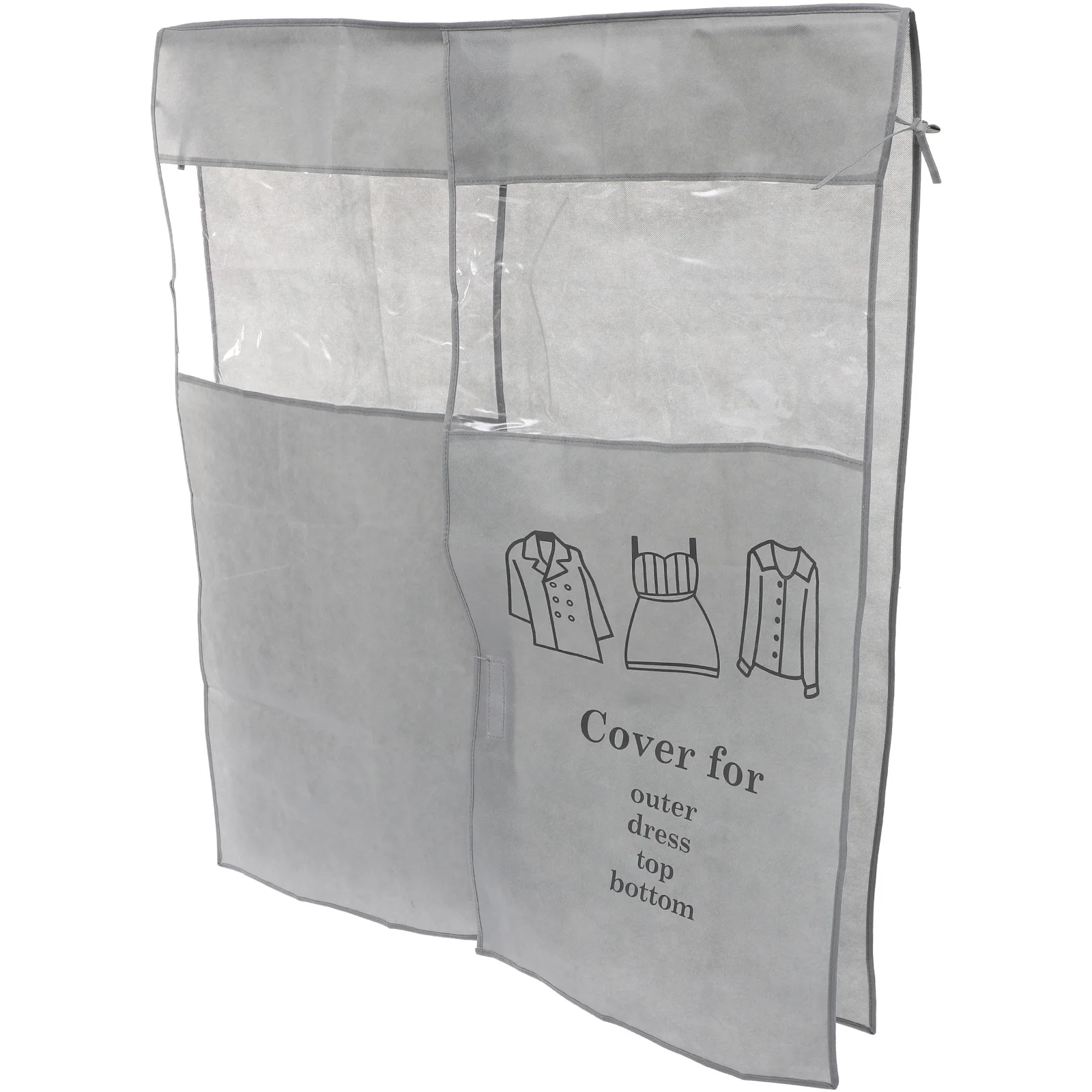 

Нетканый чехол для сумки для одежды, серая пыленепроницаемая сумка для хранения одежды, водостойкое прозрачное окно для костюмов, рубашек, пальто, брюк