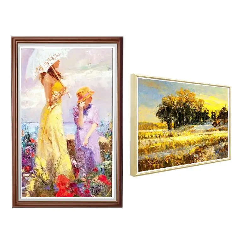 

27" 32" 43" 49" Classic Wooden-Frame Creative Wifi Wall Mount Lcd Digital Photo Frames For Digital Paintings
