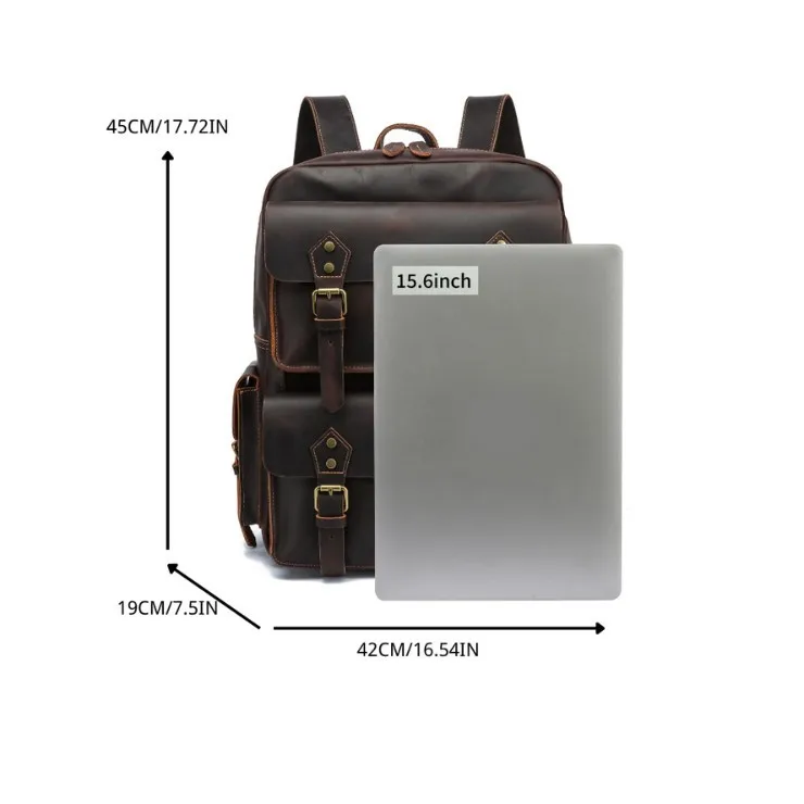 Bolso de viaje de cuero genuino informal para hombre con capa superior Vintage, mochila para ordenador portátil de negocios de gran capacidad, bolsos para adolescentes, Sac A Dos