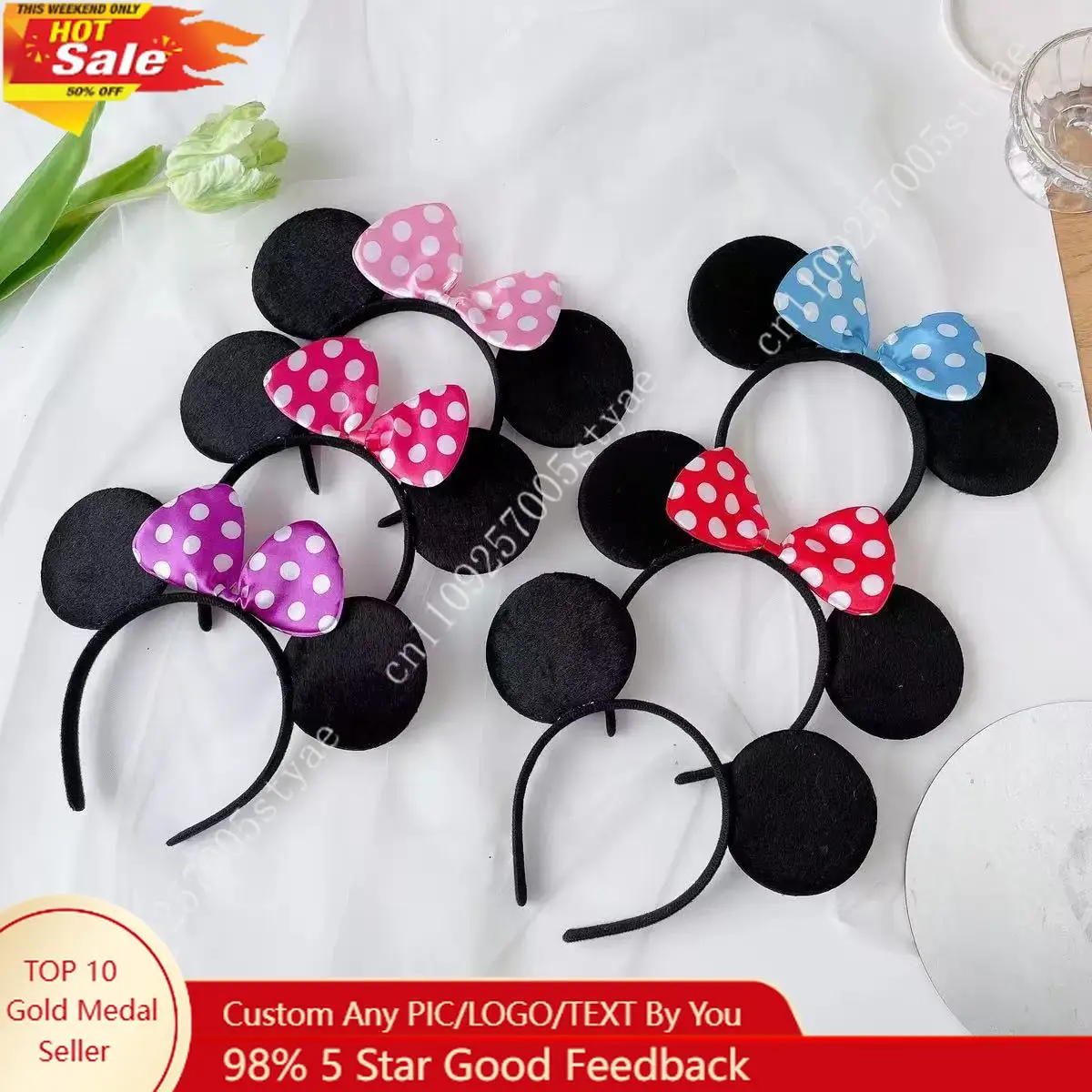 

Disney Mickey Minnie Bow Headband Kids Black Ears Hair Clip Children Cute Hair Accessories Costume Party Headwear for Girls Boy