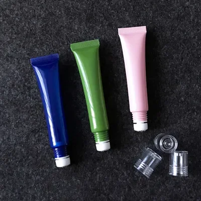 20G Pink Green Empty Cosmetic Plastic Soft Tube with 3 Beads Rollers Eye Cream Essential Oil Gel Packaging Containers 20pcs/lot