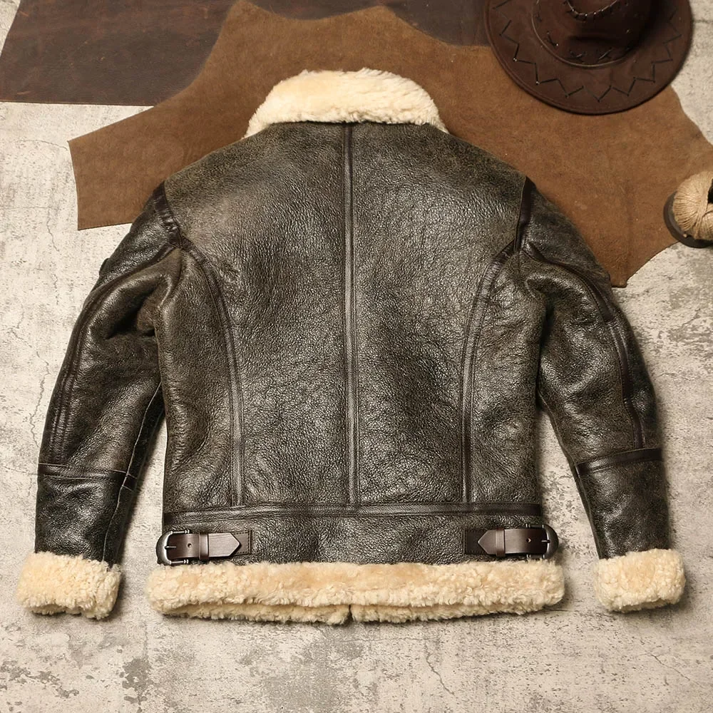 Blunt Razor Winter Ecological Sheepskin Fur Integrated Slim Fit and Warm Retro Work Attire and Turtle Crack Fur