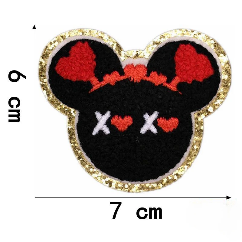 Disney Mickey naszywka do prasowania Cartoon Cake Donut Chenille haftowana naszywka na ubrania aplikacja niestandardowa naklejka na ręcznik na czapki torby