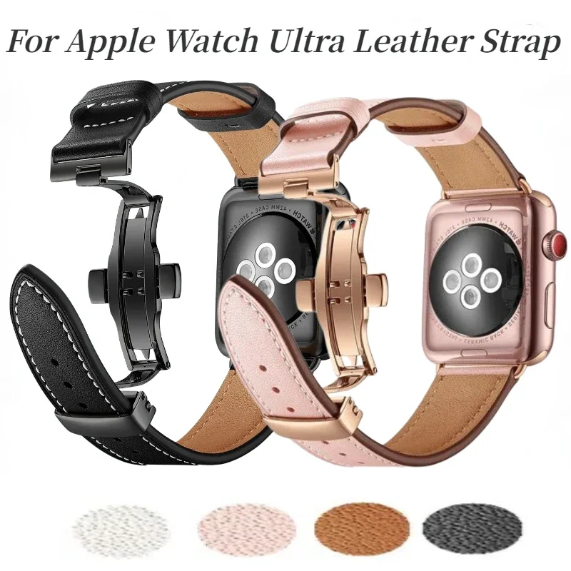 Leather Strap for Apple Watch Ultra 10 9 8 7 6 5 4 3 2 SE 49mm 45mm 41mm 44mm 46mm 42mm 40mm 38mm Comfortable Bracelet Correa