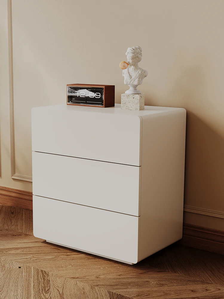 Cream style modern simple chest cabinet bedroom locker combination solid wood storage  household drawer cabinet four