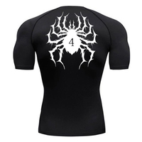 Spider Print Compression Shirts for Men Sporty Quick Dry Tees Tshirts Tops Gym Workout Running Undershirts Baselayers Rash Guard