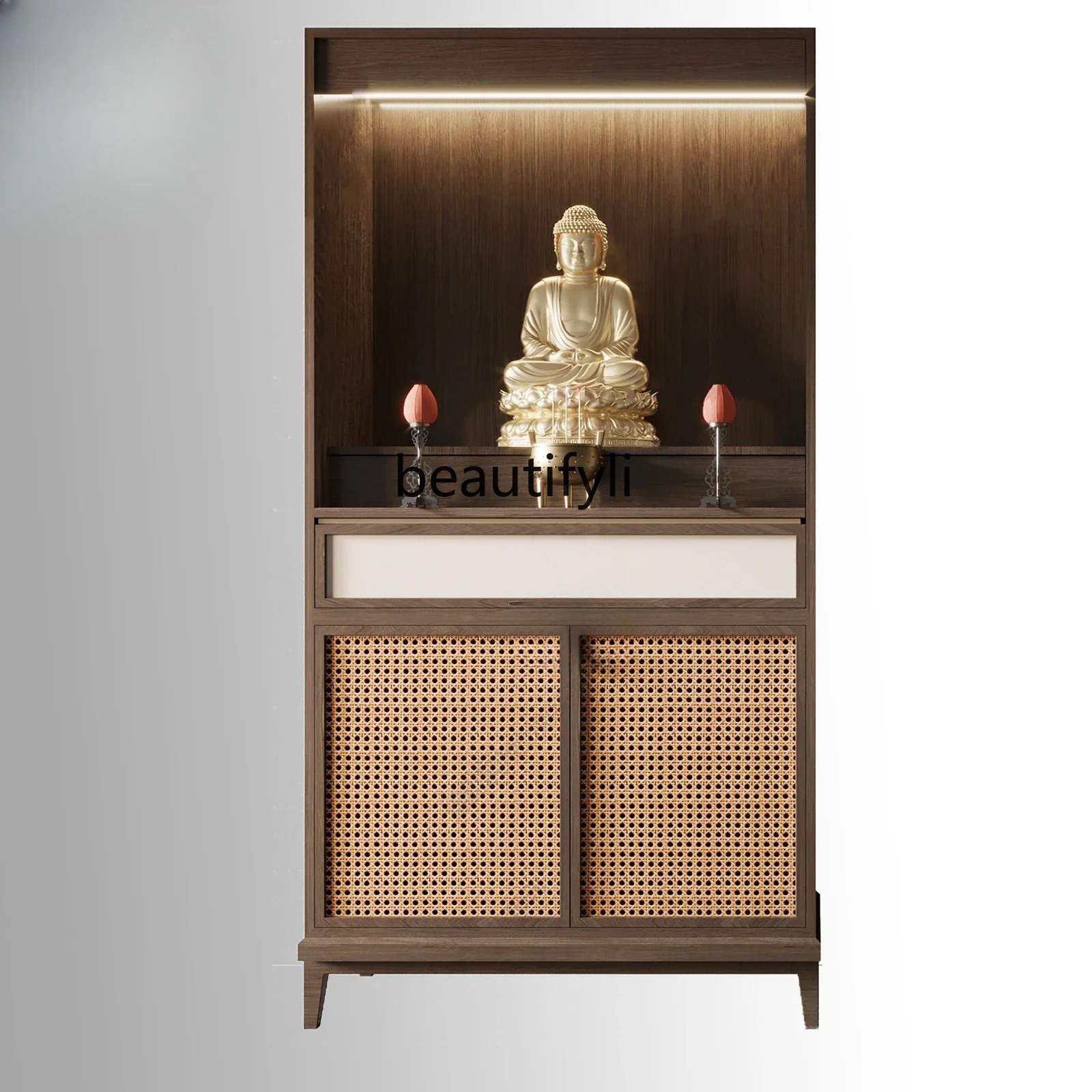 NQ New Chinese style  serving table shrine Buddhist platform household   rattan weaving Guanyin God of Wealth cabinet offering