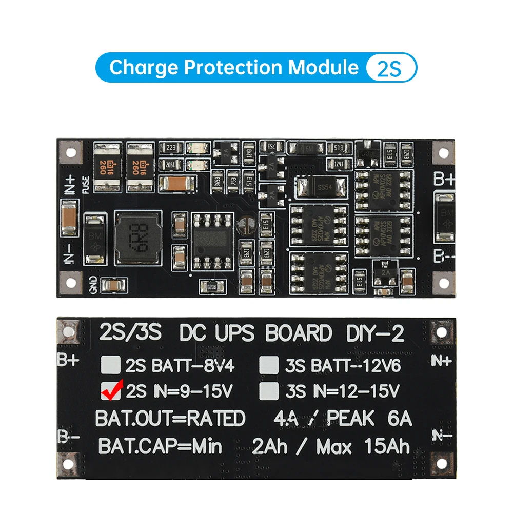 DC 12V/15V 50W 4A UPS Module Uninterruptible Power Control Board 2S 3S Charging Step Up Protection Module Power Supply