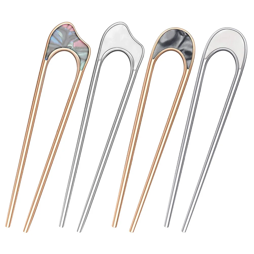 4 Pcs Chopsticks Alloy Hairpin Pins for Women Headband Small Clips Decorative