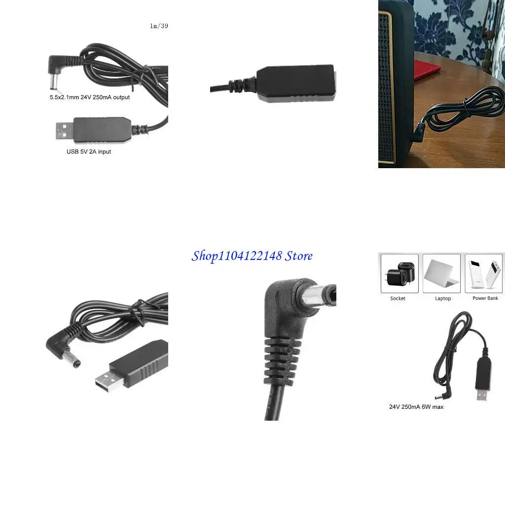 

P9FA 100см универсальный 90 градусов USB от 5V до 24 В 250 мА 5,5x2,1 мм.