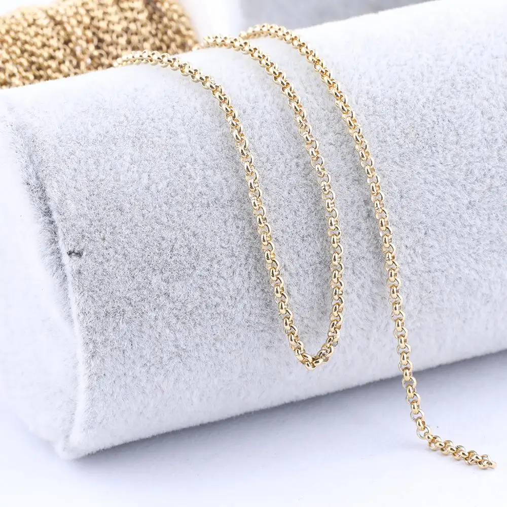 onwear 10meters/roll stainless steel gold plated 2.0mm 3.0mm jewelry chain diy for necklace pendant making accessories