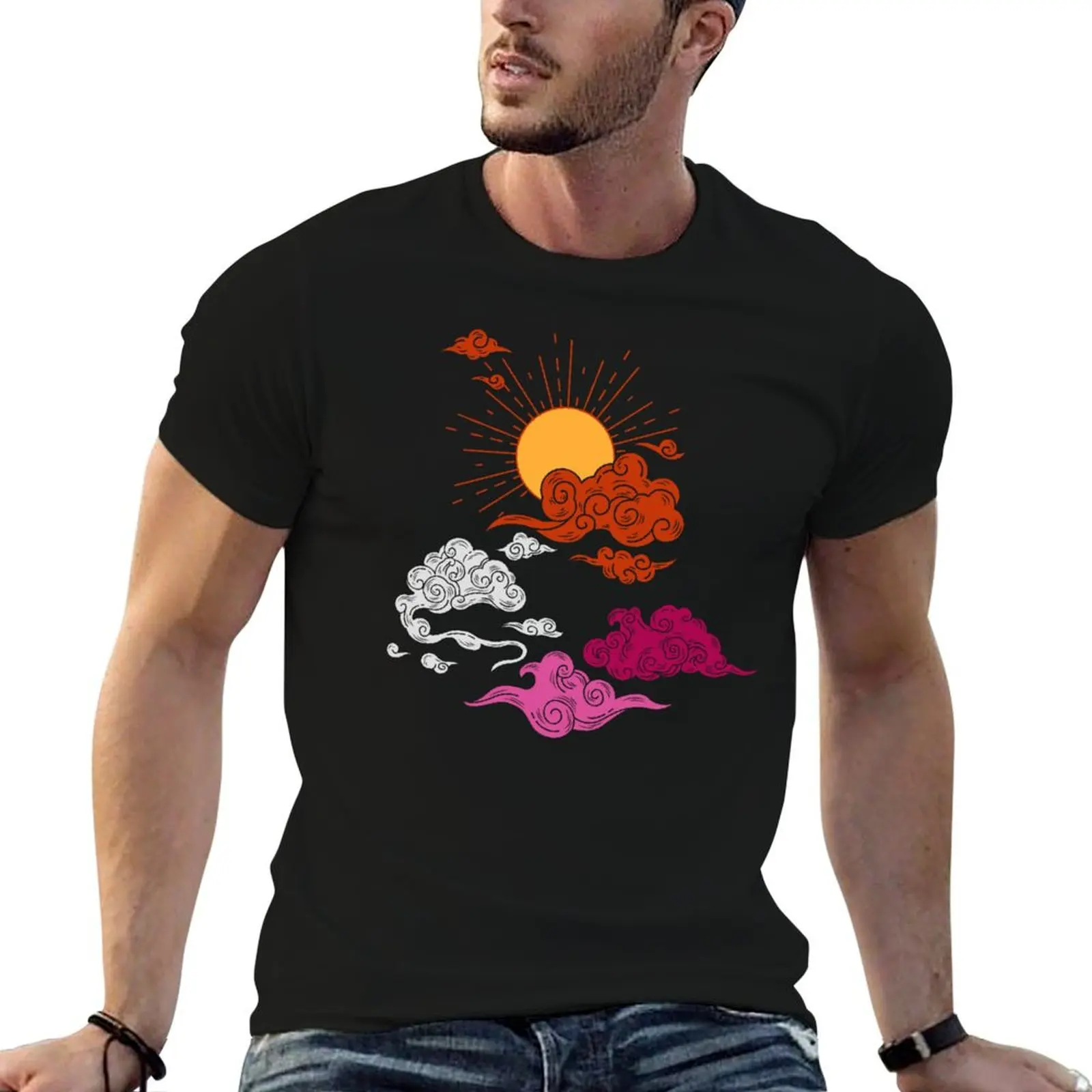 Suns and Clouds Lesbian Pride T-Shirt graphics shirts graphic tees mens graphic t-shirts funny
