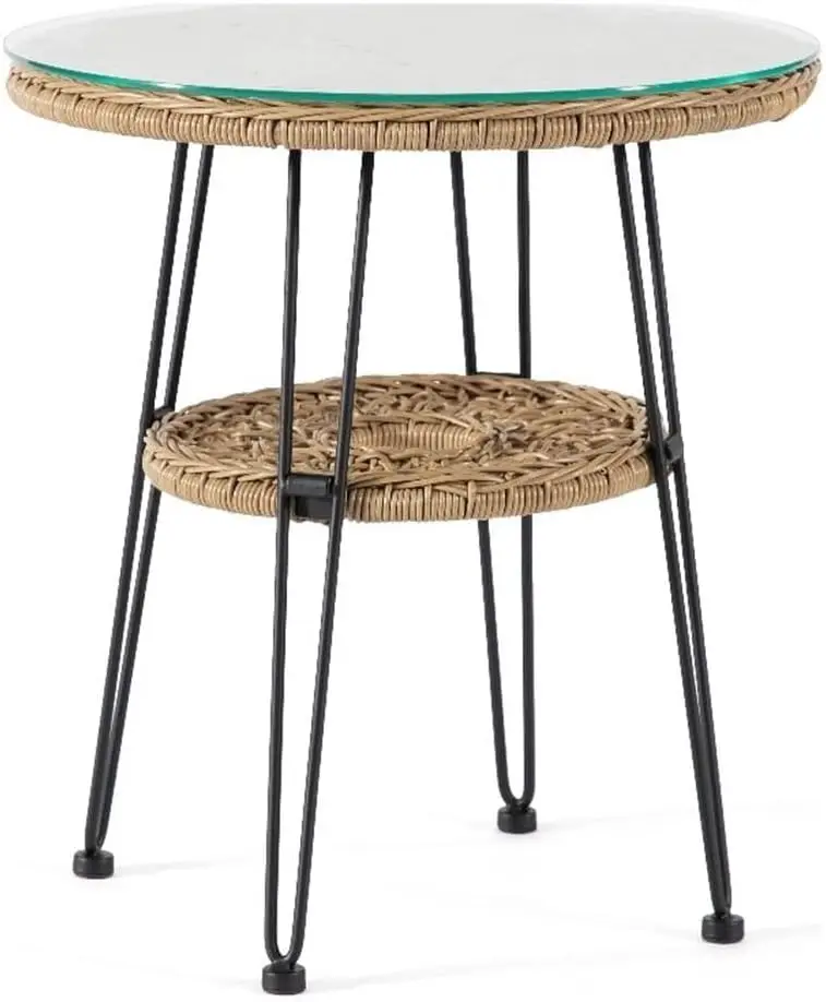 Rattan Round Outdoor Coffee Table in Natural