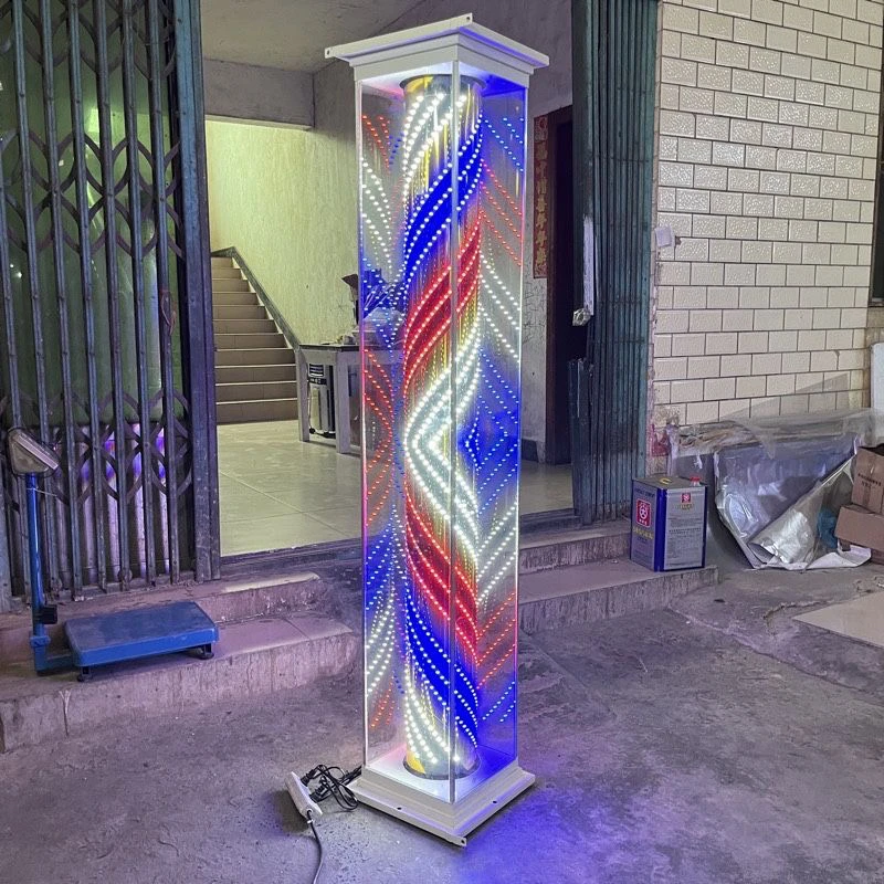 

Hair salon turn light barber shop wall hanging floor rotating wall lamp box tempered glass