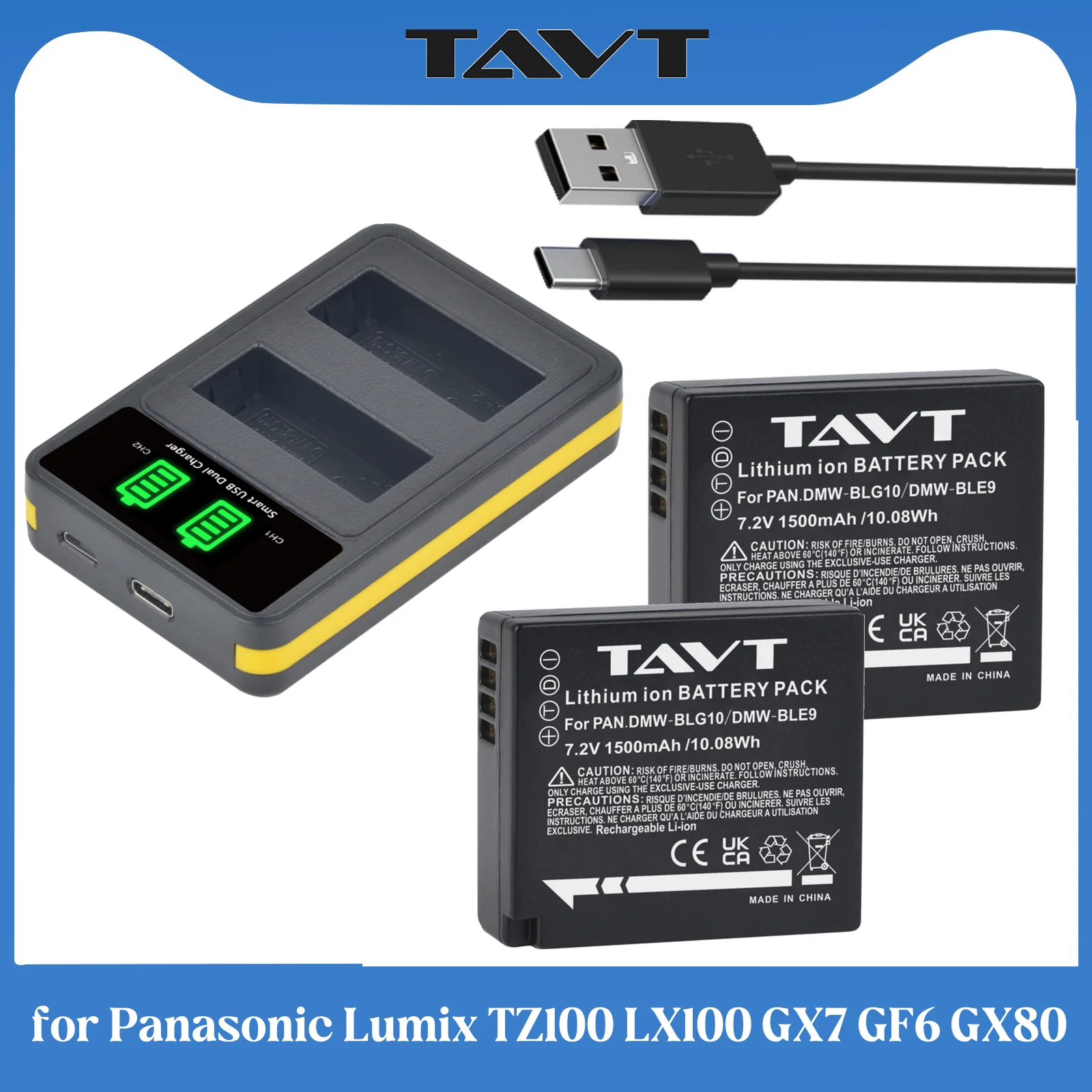 TAVT DMW-BLG10E DMW BLE9 BLG10 Battery for Panasonic Lumix TZ100 LX100 GX7 GX80 TZ90 GX9 TZ80 TZ91 LX100 TZ200 GF3 GF5 GF6