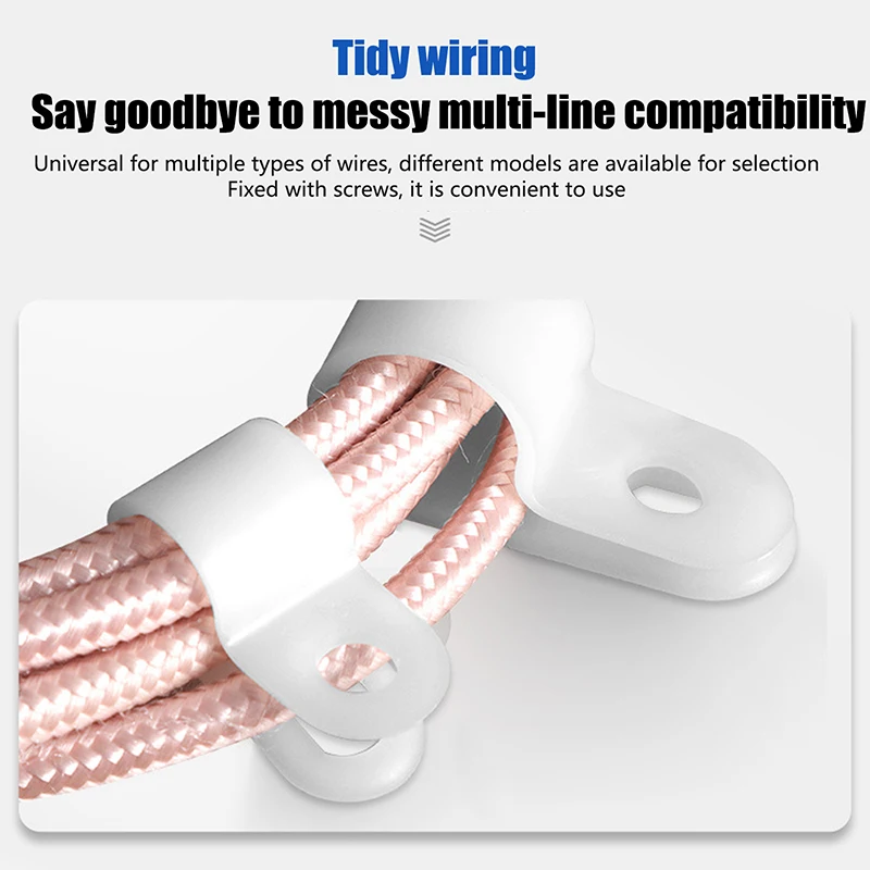 100Pcs/Pack Cable Clips U-Type R-Type Nylon Clamp Plastic Hose Fasteners Mount Fix Hardware Electrical Fitting Wire Management