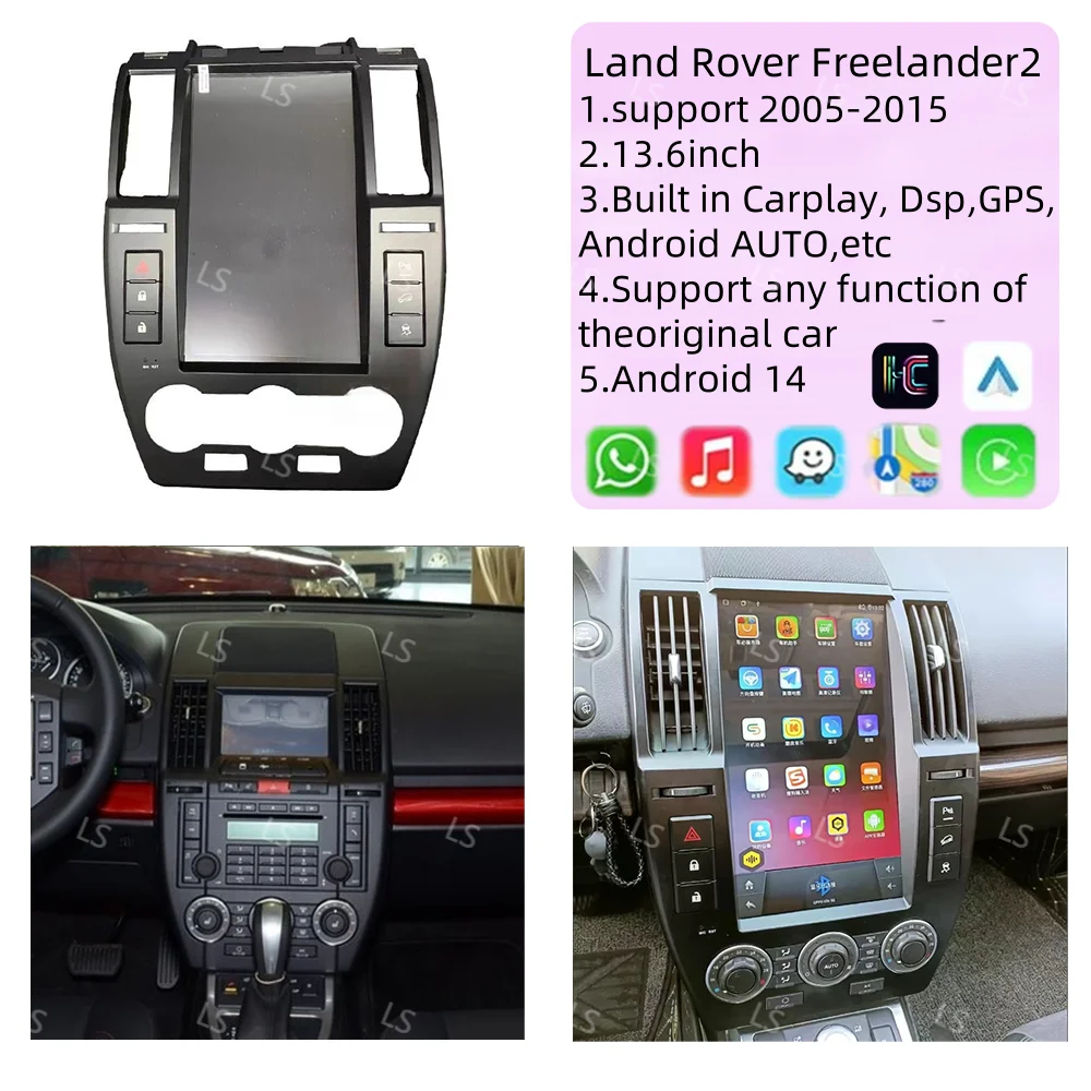 

13.6‘‘ 128G Android14 Radio Car Multimedia For Land Rover Freelander 2 LR2 L359 2006~2015 AutoStereo GPS Player Navigation