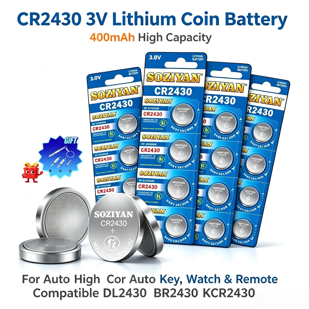 400mAh CR2430 3V Lithium Button Coin Batteries Compatible DL2430 BR2430 KCR2430 for Auto Key Watch Clock Toy Remote Control