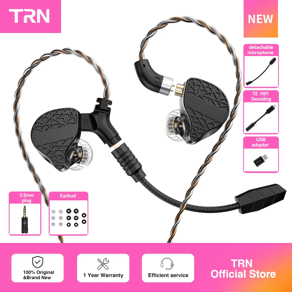 Écouteurs intra-auriculaires TRN Mars Hifi Triple Hybride 1DD + 1BA + 1Vibration Driver, Moniteurs DJ Filaire, Casque Audio - Boutique Officielle TRN
