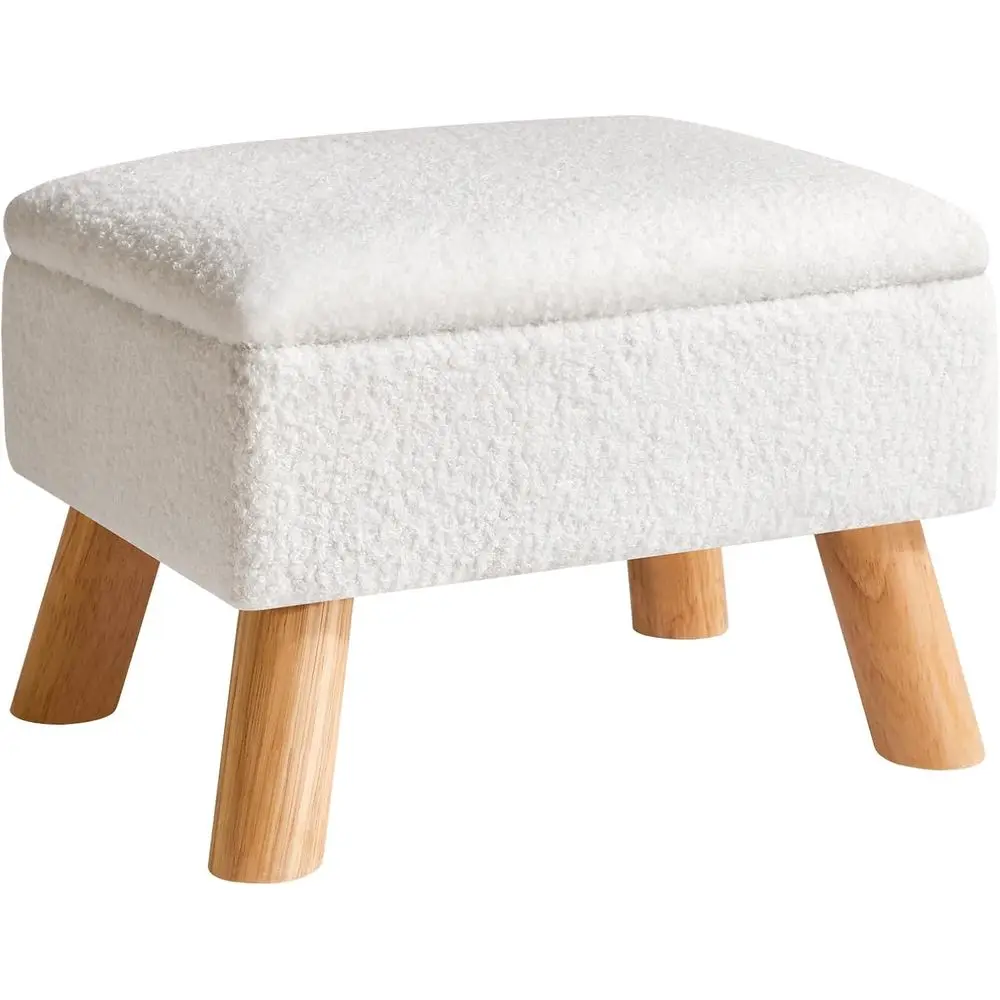 

Storage Ottoman, Small oot Stool Ottoman with Storage, oot Rest with Padded Seat, Teddy Velvet, Sturdy Wood Legs Stool or Living