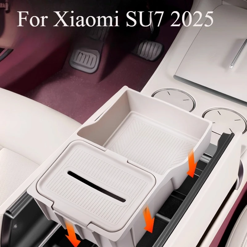 

For Xiaomi SU7 2025 Center Console Organizer Tray Armrest Storage Box Layered Storage Box