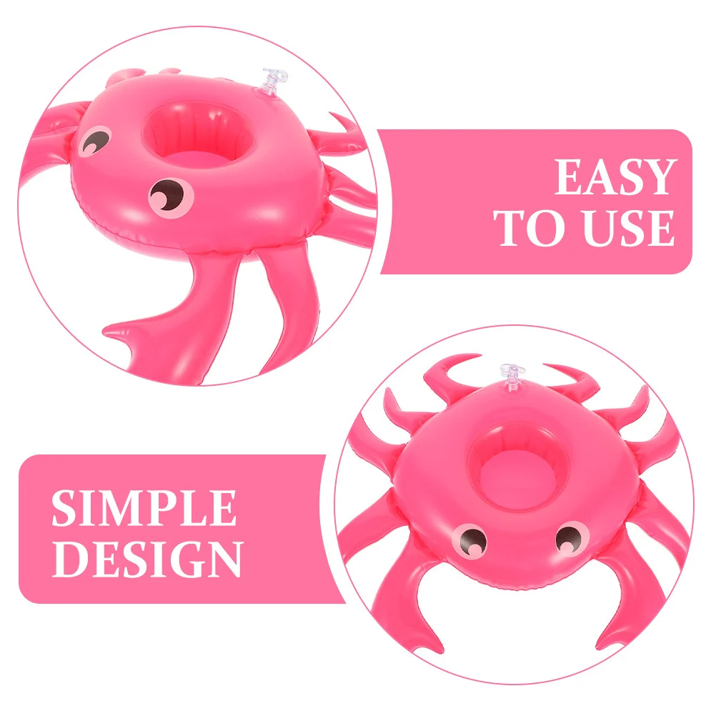 2개입 인플레이터블 음료 홀더 풀 플로팅 컵 코스터 게 모양 물놀이용 플로트 풀 파티 비치 수영 파티용